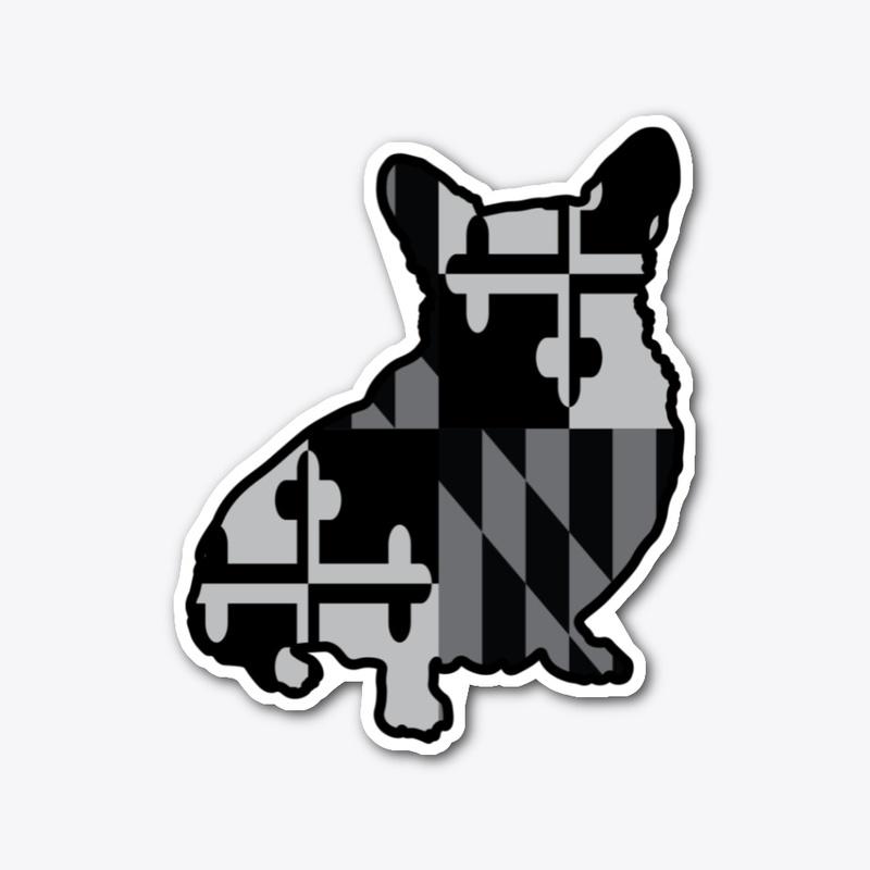 Maryland Flag Corgi (Grayscale)